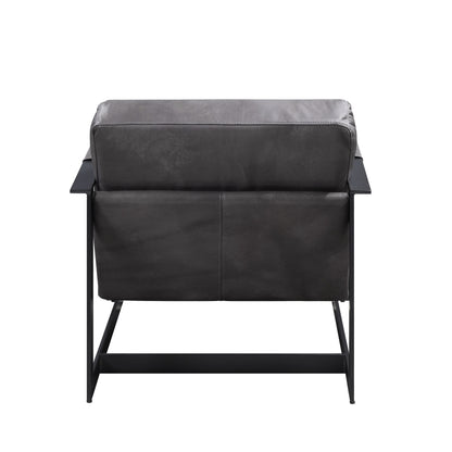 ACME Locnos Gray Top Grain Leather & Black Accent Chair Model 59944