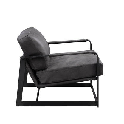 ACME Locnos Gray Top Grain Leather & Black Accent Chair Model 59944