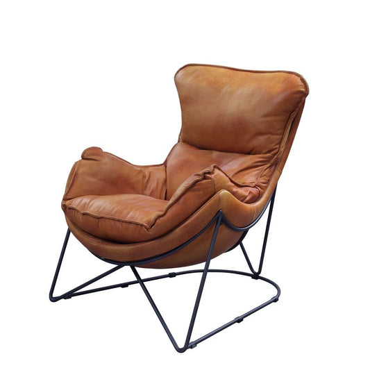 ACME Thurshan Aperol Top Grain Leather & Black Accent Chair Model 59945