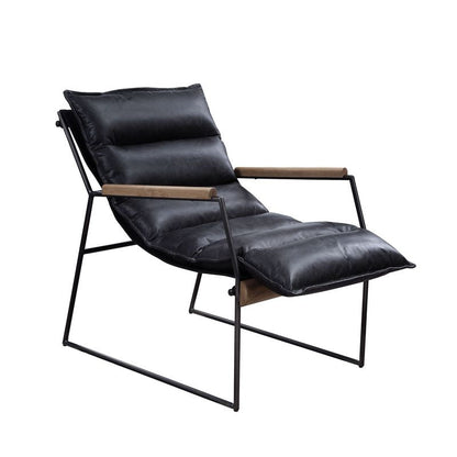 ACME Luberzo Distress Espresso Top Grain Leather & Matt Iron Accent Chair Model 59946