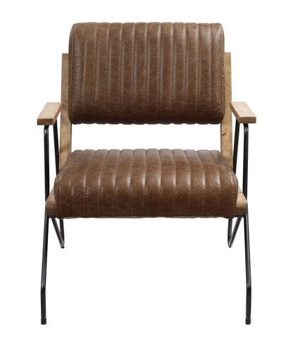 ACME Eacnlz Cocoa Top Grain Leather & Matt Iron Accent Chair Model 59947