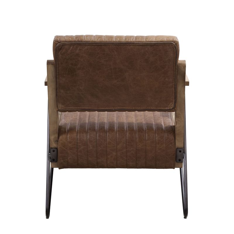 ACME Eacnlz Cocoa Top Grain Leather & Matt Iron Accent Chair Model 59947