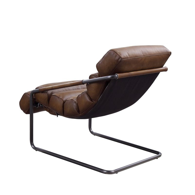 ACME Dolgren Sahara Top Grain Leather & Matt Iron Accent Chair Model 59948