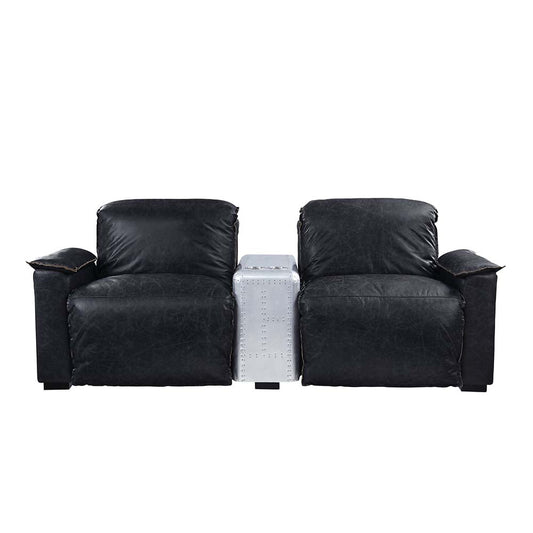 ACME Misezon Black Top Grain Leather & Aluminum Power Motion Recliner Model 59952