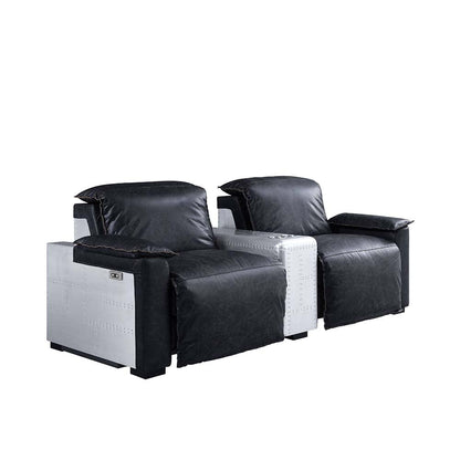 ACME Misezon Black Top Grain Leather & Aluminum Power Motion Recliner Model 59952