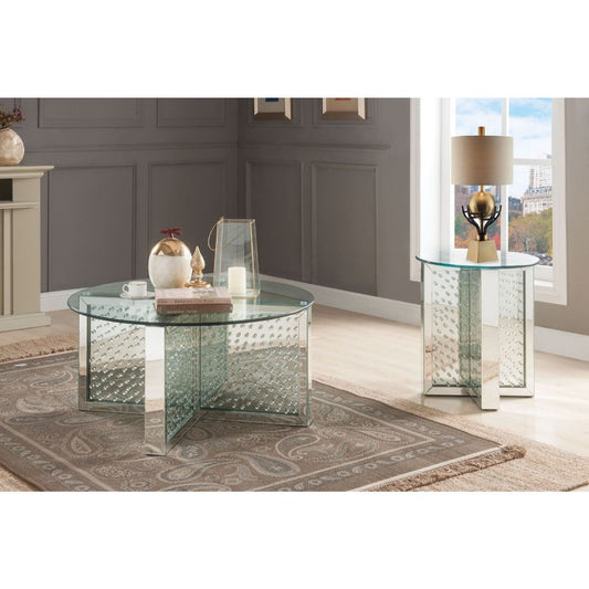 ACME Nysa Mirrored & Faux Crystals Coffee Table Model 80215