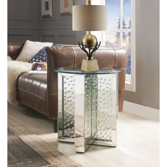 ACME Nysa Mirrored & Faux Crystals End Table Model 80217