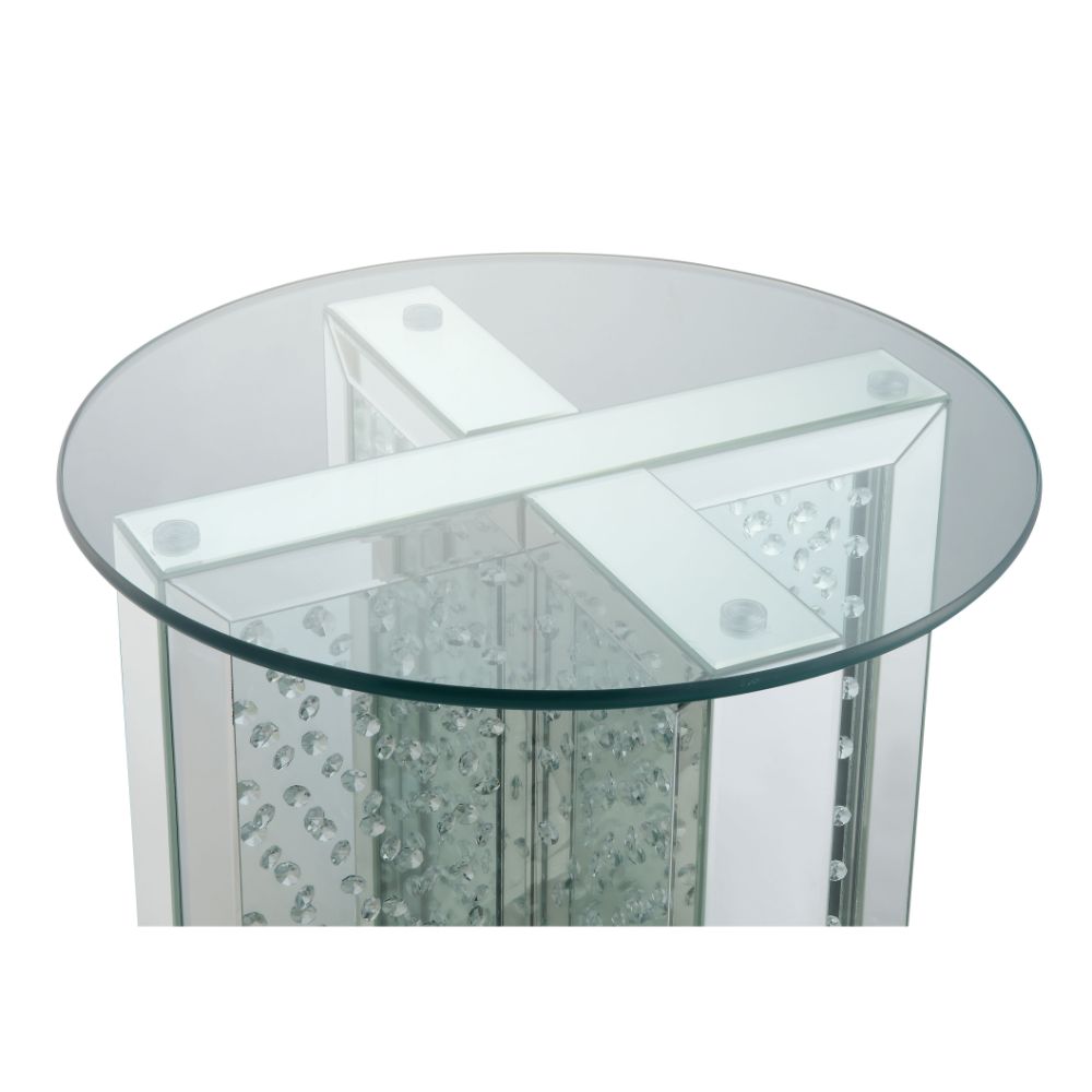 ACME Nysa Mirrored & Faux Crystals End Table Model 80217