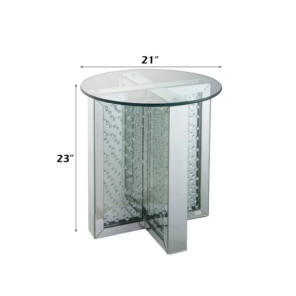 ACME Nysa Mirrored & Faux Crystals End Table Model 80217