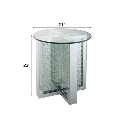 ACME Nysa Mirrored & Faux Crystals End Table Model 80217