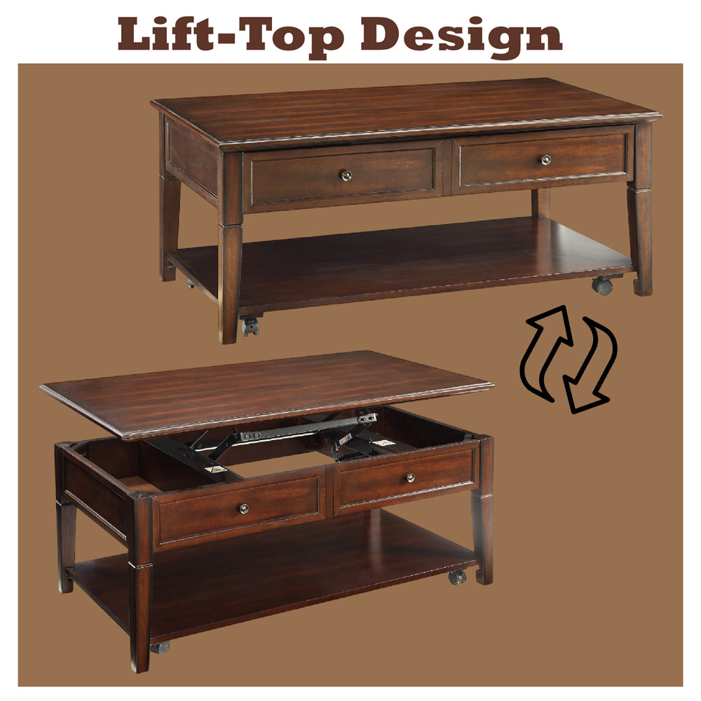 ACME Malachi Walnut Coffee Table with Lift Top Model 80254