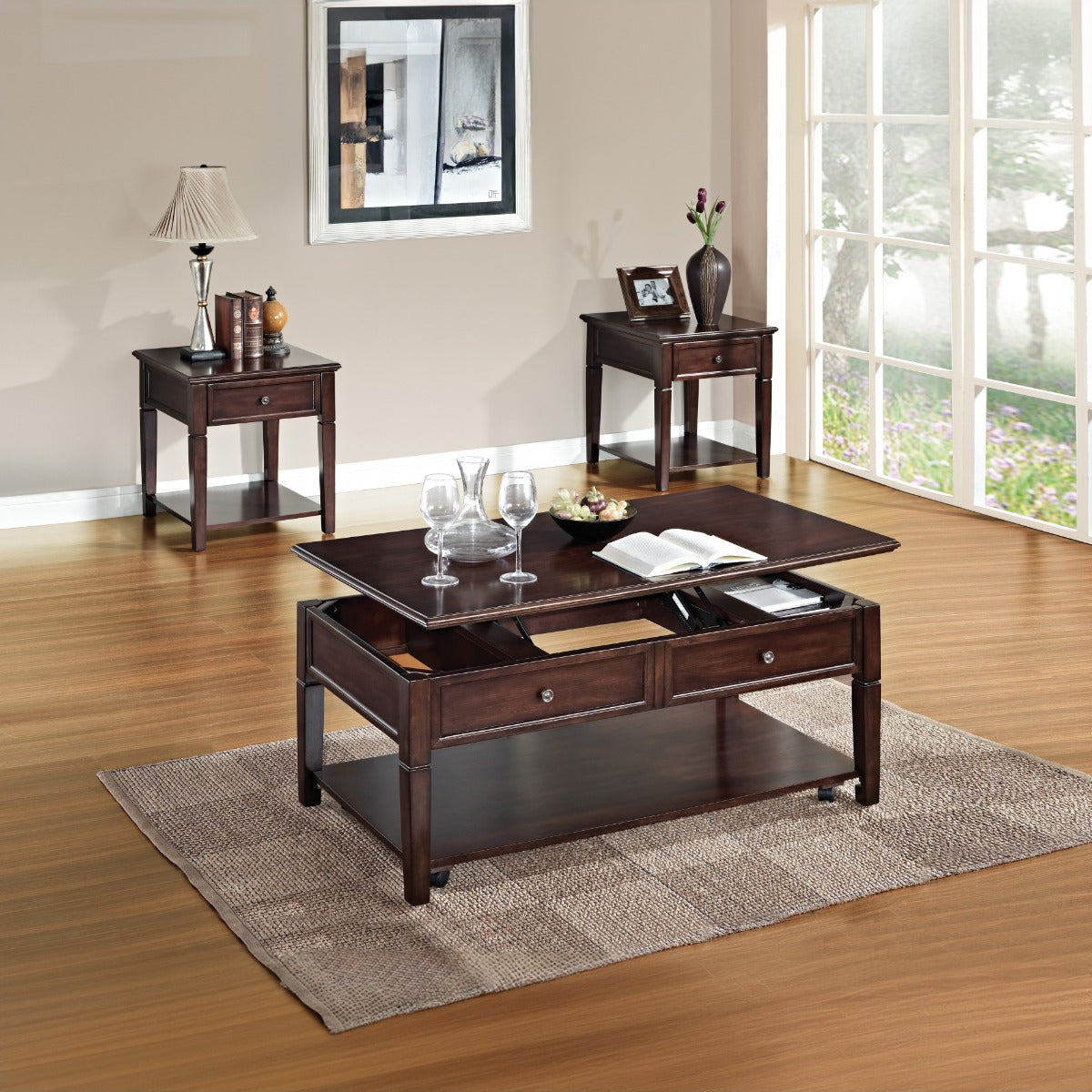 ACME Malachi Walnut Coffee Table with Lift Top Model 80254