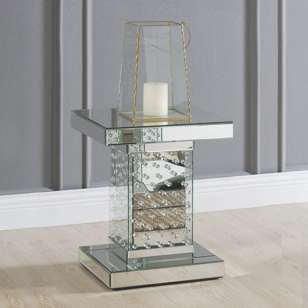 ACME Nysa Mirrored & Faux Crystals End Table Model 80284