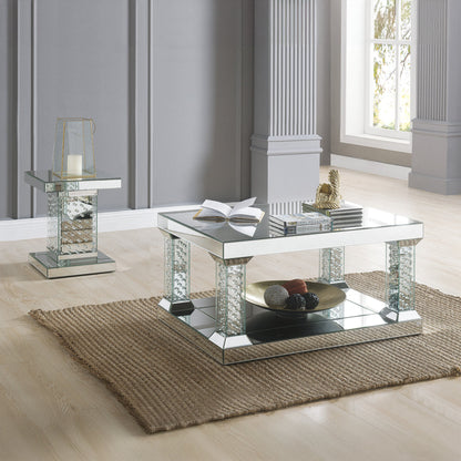 ACME Nysa Mirrored & Faux Crystals End Table Model 80284