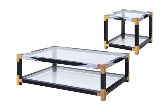 ACME Lafty White Brushed & Clear Glass Coffee Table Model 81000