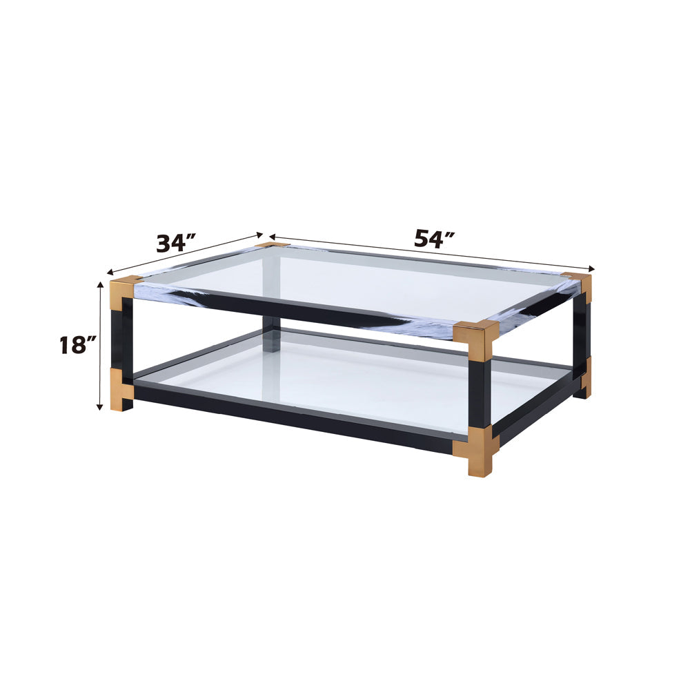 ACME Lafty White Brushed & Clear Glass Coffee Table Model 81000