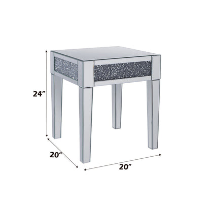 ACME Noralie Mirrored & Faux Diamonds End Table Model 81417