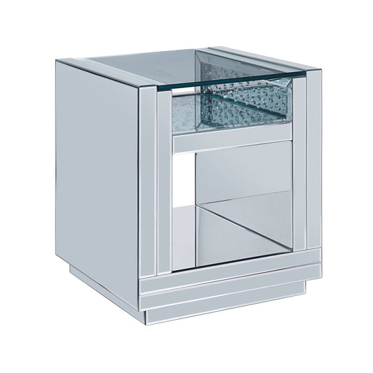 ACME Nysa Mirrored & Faux Crystals End Table Model 81472