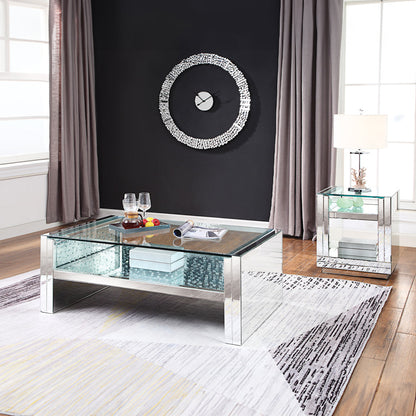 ACME Nysa Mirrored & Faux Crystals End Table Model 81472