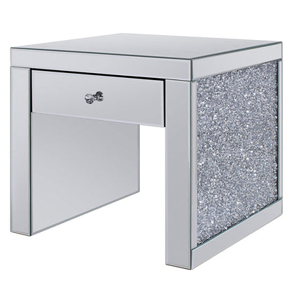 ACME Noralie Mirrored & Faux Diamonds End Table Model 81477