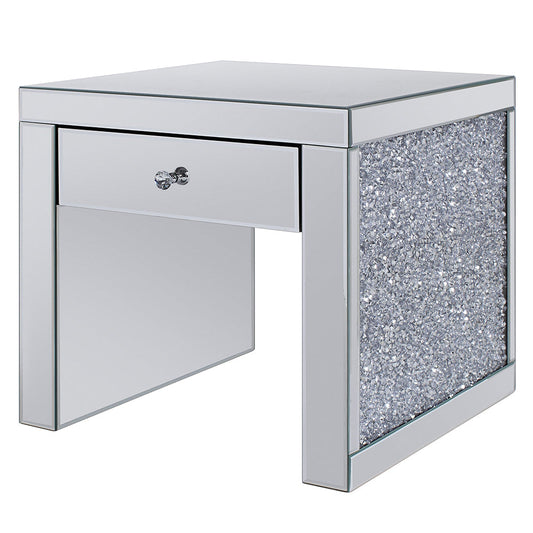 ACME Noralie Mirrored & Faux Diamonds End Table Model 81477