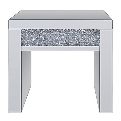 ACME Noralie Mirrored & Faux Diamonds End Table Model 81477