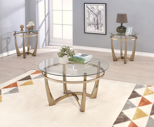 ACME Orlando II Champagne & Clear Glass Coffee Table Model 81610
