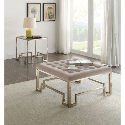 ACME Damien Fabric & Champagne Cocktail Ottoman Model 81625