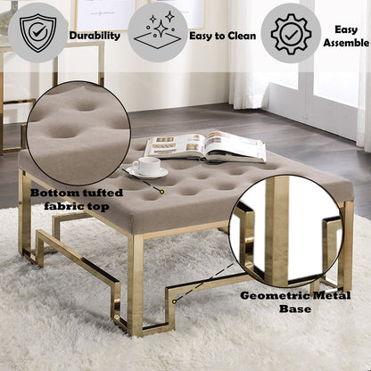 ACME Damien Fabric & Champagne Cocktail Ottoman Model 81625
