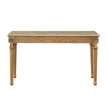 ACME Daesha Natural Marble Top & Antique Gold Sofa Table Model 81718