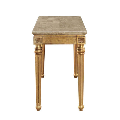 ACME Daesha Natural Marble Top & Antique Gold Sofa Table Model 81718