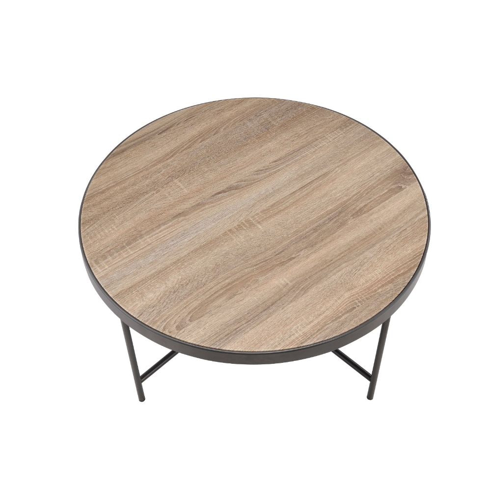 ACME Bage Weathered Gray Oak & Metal Coffee Table Model 81735