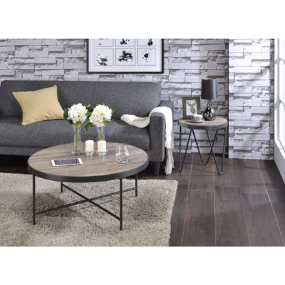 ACME Bage Weathered Gray Oak & Metal Coffee Table Model 81735