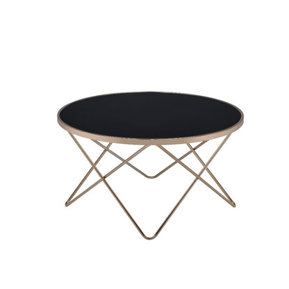ACME Valora Champagne & Black Glass Coffee Table Model 81830