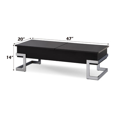 ACME Calnan Black High Gloss & Chrome Coffee Table with Lift Top Model 81855