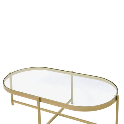 ACME Charrot Clear Glass & Gold Coffee Table Model 82305