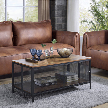 ACME Winam Antique Oak & Black Coffee Table Model 82780
