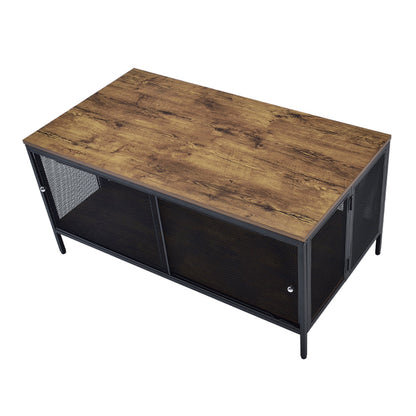 ACME Winam Antique Oak & Black Coffee Table Model 82780