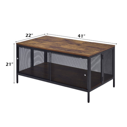 ACME Winam Antique Oak & Black Coffee Table Model 82780