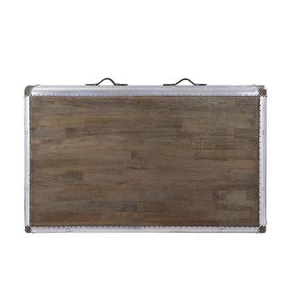 ACME Brancaster Antique Oak & Aluminum Coffee Table Model 82855