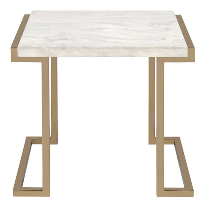 ACME Boice II Engineered Stone Top & Champagne End Table Model 82872