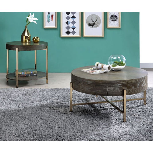 ACME Weyton Light Brown & Champagne Coffee Table Model 82955