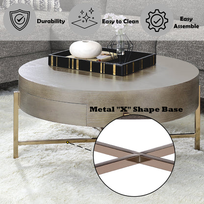 ACME Weyton Light Brown & Champagne Coffee Table Model 82955