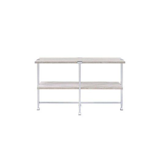 ACME Brecon White Oak & Chrome Sofa Table Model 83213