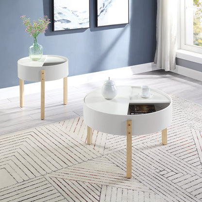 ACME Bodfish White & Natural End Table Model 83217