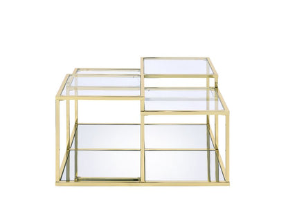 ACME Uchenna Clear Glass & Gold Coffee Table Model 83470