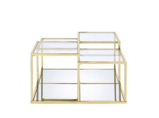 ACME Uchenna Clear Glass & Gold Coffee Table Model 83470