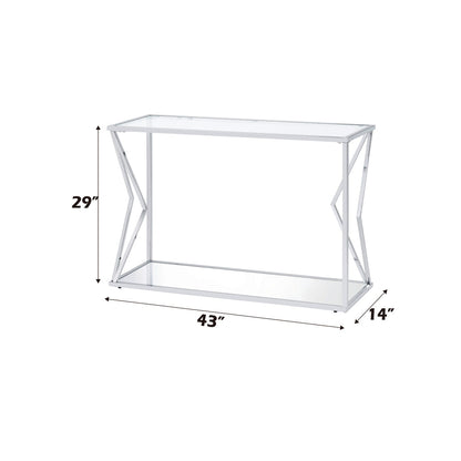 ACME Virtue Clear Glass & Chrome Sofa Table Model 83484