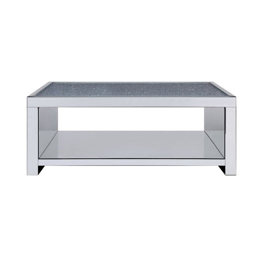 ACME Noralie Clear Glass Mirrored & Faux Diamonds Coffee Table Model 83580