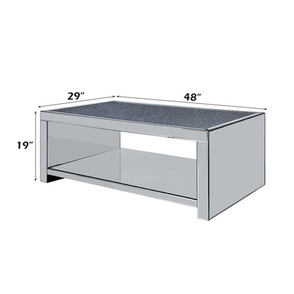 ACME Noralie Clear Glass Mirrored & Faux Diamonds Coffee Table Model 83580